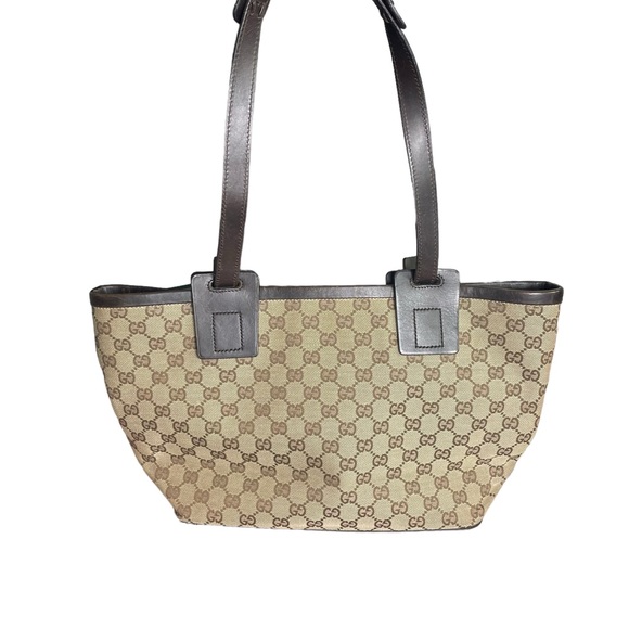 Gucci Leather Trimmed GG Canvas Tote - Picture 2 of 12